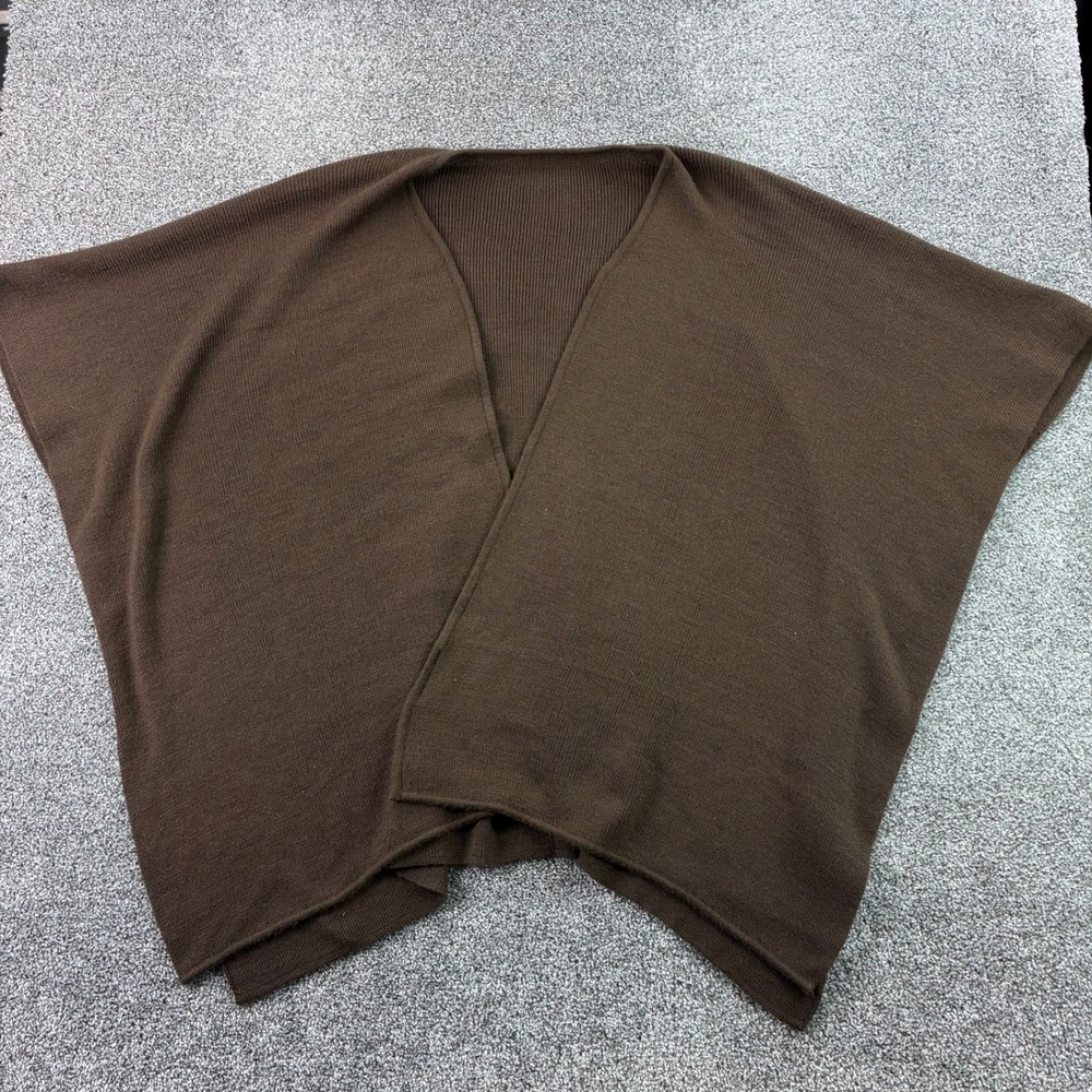 Pour Vous Open Front Wrap Shawl Cape Cardigan Brown Baby Alpaca Silk Knit Peru